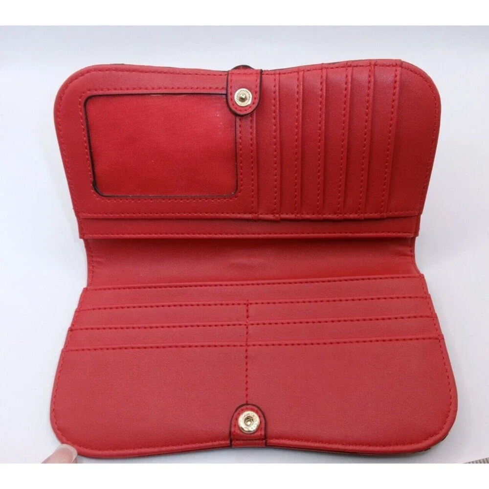 Women’s Guang Tong Wallet Red Croco Leather? Clutch Change Purse Gold Buckle 7x4